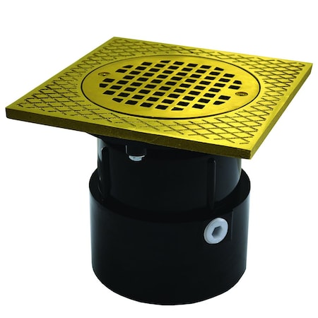 Jones Stephens 4in. ABS Over Pipe Fit Drain Base with 3-1/2in. Plastic Spud and 5in. Nickel Bronze Strainer D53253